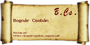 Bognár Csobán névjegykártya